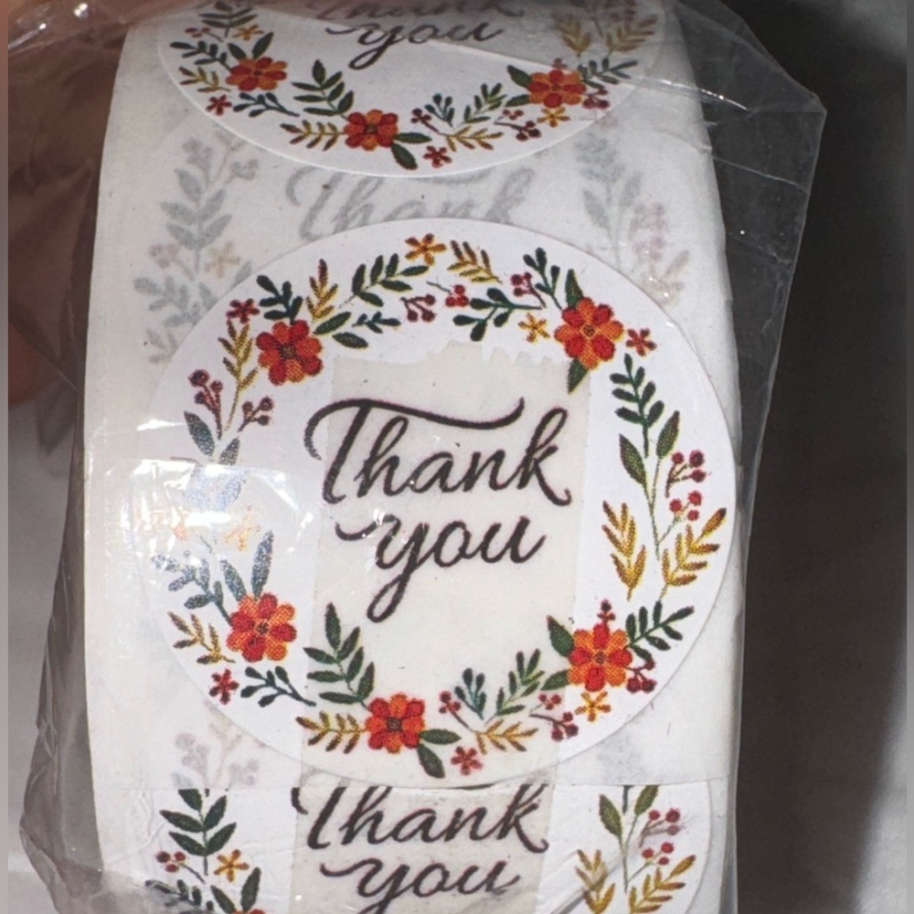 1” Thank you Floral  Stickers - 500 pcs - NWT